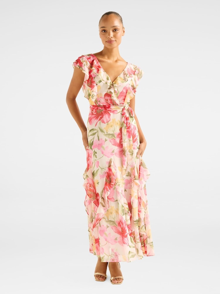 Forever New Pink Naya Ruffle Midi Dress - Image 1 of 4