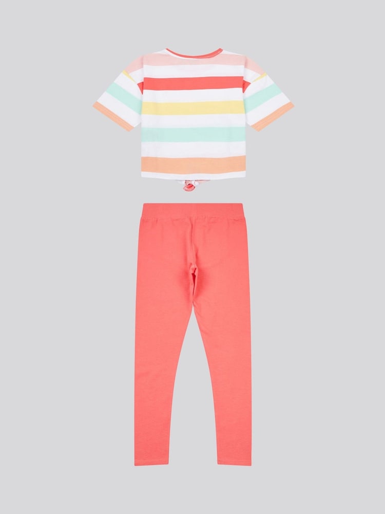 U.S. Polo Assn. Orange Girls Stripe T-Shirt and Leggings Set - Image 2 of 5 U.S. Polo Assn. Orange Girls Stripe T-Shirt and Leggings Set - Image 2 of 5