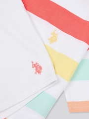 U.S. Polo Assn. White Girls Stripe T-Shirt and Shorts Set - Image 3 of 5