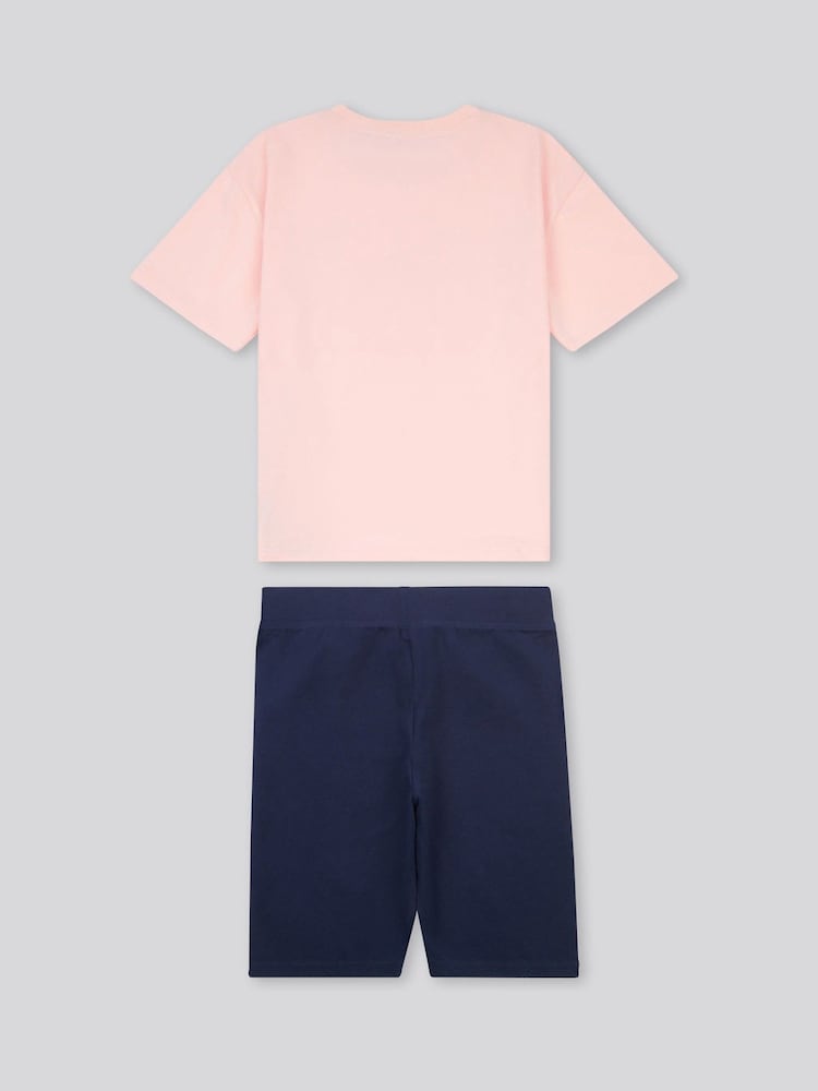 U.S. Polo Assn. Pink Girls Print T-Shirt and Jersey Shorts Set - Image 2 of 5