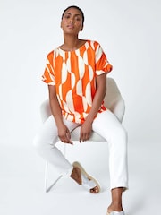 Roman Geometric Print Woven Blouse - Imagen 1 de 5