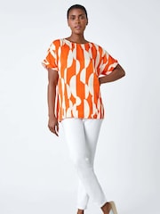 Roman Geometric Print Woven Blouse - Imagen 2 de 5