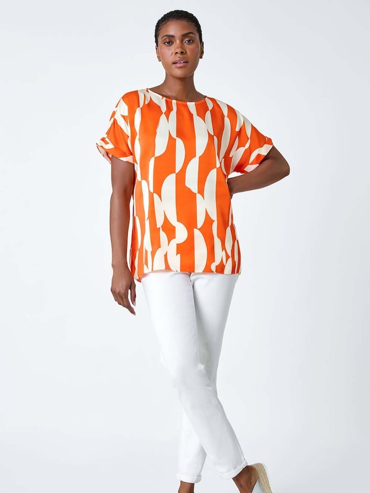 Roman Geometric Print Woven Blouse - Imagen 2 de 5