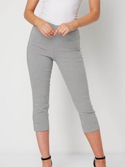 Roman Black Gingham Elastic Waist Stretch Cropped Trousers - Image 2 of 4
