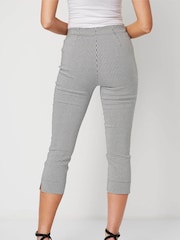 Roman Black Gingham Elastic Waist Stretch Cropped Trousers - Image 3 of 4