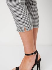 Roman Black Gingham Elastic Waist Stretch Cropped Trousers - Image 4 of 4