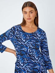 Roman Blue Animal Asymmetric Layer Stretch T-Shirt - Image 4 of 5