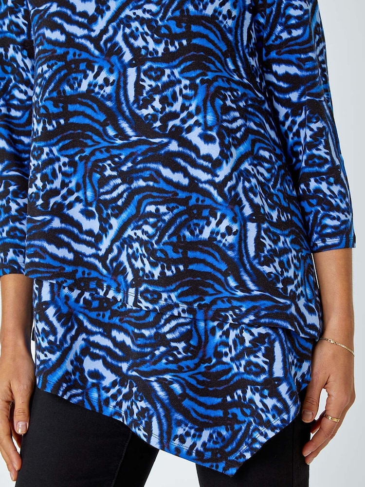 Roman Blue Animal Asymmetric Layer Stretch T-Shirt - Image 5 of 5
