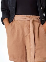 Roman Brown Relaxed Elastic Tie Waist Pocket Shorts - Image 5 of 5