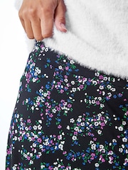 Roman Black Ditsy Floral Print Stretch Elastic Waist Midi Skirt - Image 5 of 5