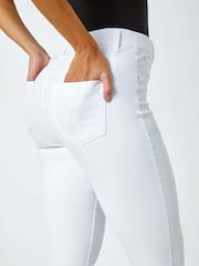 Roman White Cropped Stretch Elastic Waist Denim Leggings - Image 5 of 5