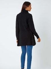 Roman Black Longline Ruffle Detail Cardigan - Image 3 of 5