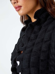 Roman Black Longline Ruffle Detail Cardigan - Image 5 of 5