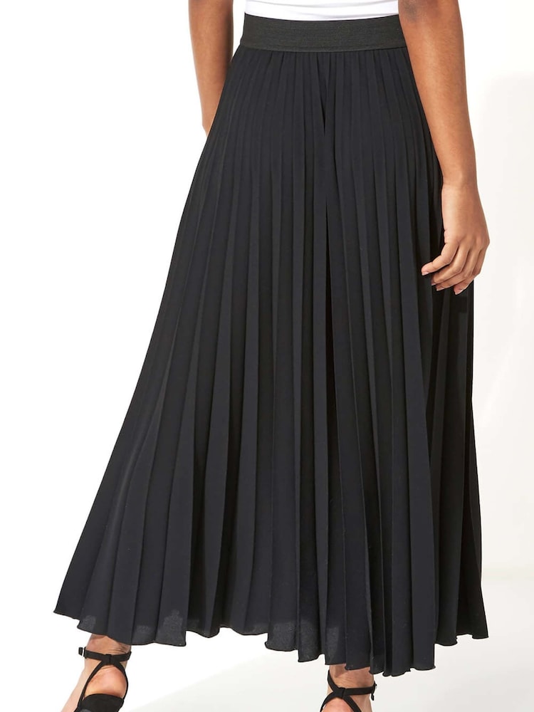 Roman Black Pleated Elastic Waist Maxi Skirt - Image 2 of 3