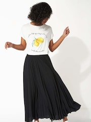 Roman Black Pleated Elastic Waist Maxi Skirt - Image 5 of 5