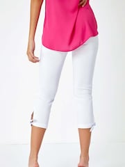 Roman Elastic Waist Tie Hem Cropped Trousers - Imagen 4 de 5
