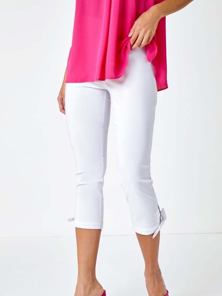 Roman Elastic Waist Tie Hem Cropped Trousers - Imagen 5 de 5 Roman Elastic Waist Tie Hem Cropped Trousers - Imagen 5 de 5