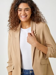 Roman Natural Ruched 3/4 Sleeve Stretch Blazer - Image 2 of 5