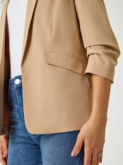 Roman Natural Ruched 3/4 Sleeve Stretch Blazer - Image 5 of 5