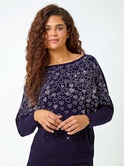 Roman Embellished Diamante Heart Jumper - Imagem 1 de 5
