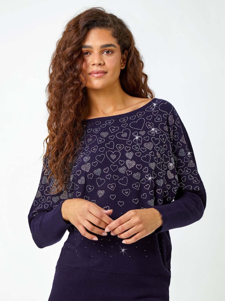 Roman Embellished Diamante Heart Jumper - Imagem 1 de 5