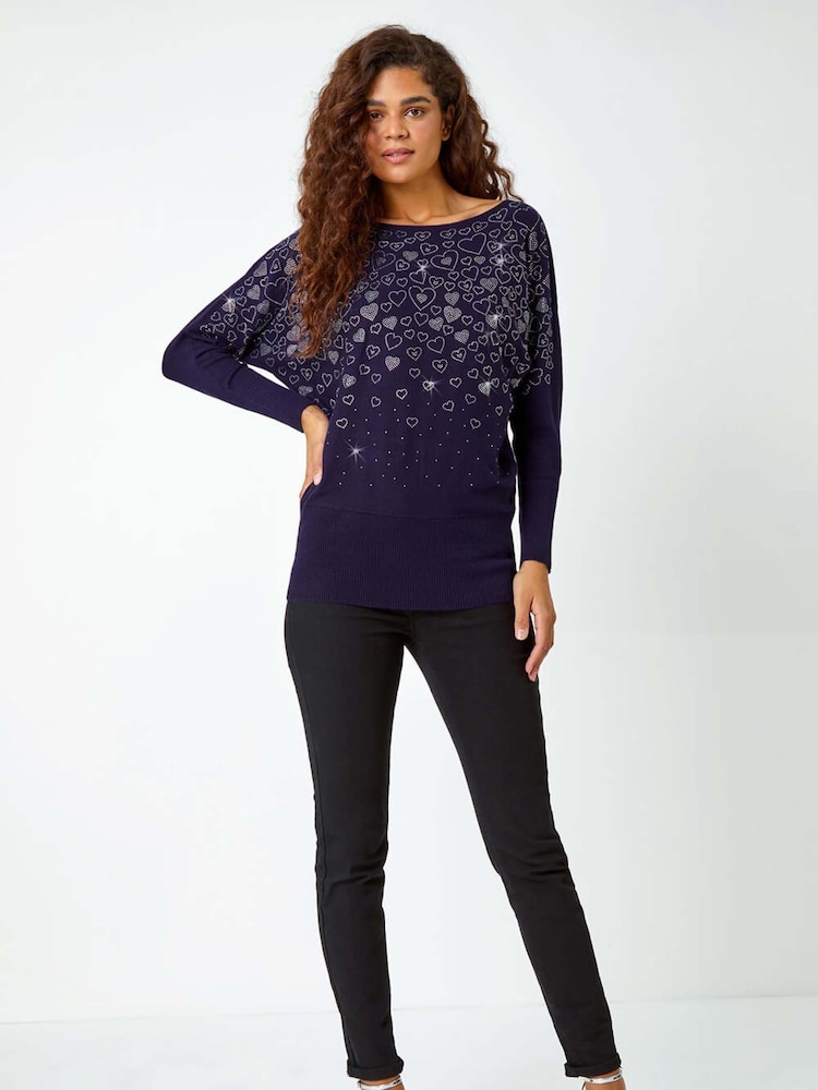 Roman Embellished Diamante Heart Jumper - Imagem 2 de 5