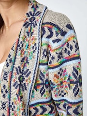 Roman Natural Nordic Patterned Longline Cardigan - Image 5 of 5
