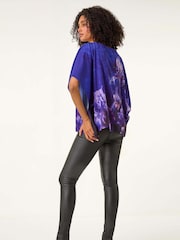 Roman Floral Print Chiffon Overlay Blouse - Imagen 4 de 5