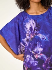 Roman Floral Print Chiffon Overlay Blouse - Imagen 5 de 5