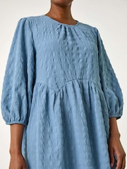 Roman Blue Bubble Textured A-Line Stretch Dress - Image 5 of 5
