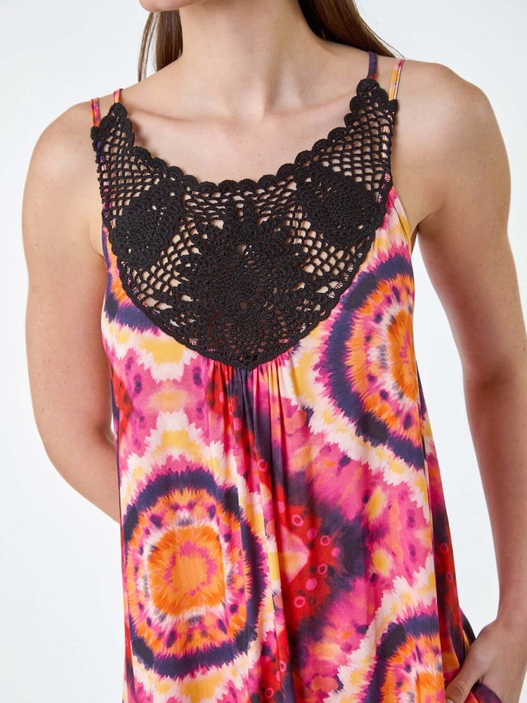 Roman Tie Dye Crochet Detail Pocket Midi Dress - Imagen 5 de 5 Roman Tie Dye Crochet Detail Pocket Midi Dress - Imagen 5 de 5