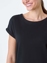 Roman Black Plain Stretch Cotton Jersey T-Shirt - Image 5 of 5