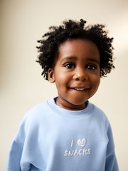 Blue I Love Snacks All-Over Print Crew Neck Sweatshirt (3mths-7yrs) - Image 4 of 8