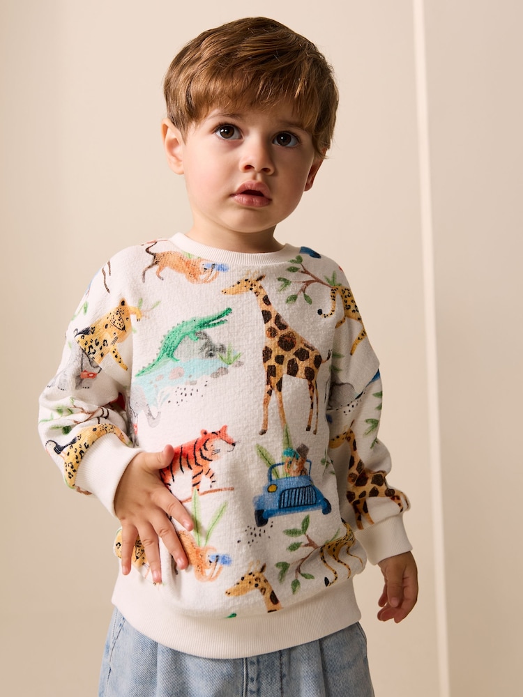 Watercolour Animals All-Over Print Crew Neck Sweatshirt (3mths-7yrs) - Image 1 of 7
