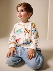 Watercolour Animals All-Over Print Crew Neck Sweatshirt (3mths-7yrs) - Image 3 of 7