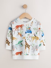 Watercolour Animals All-Over Print Crew Neck Sweatshirt (3mths-7yrs) - Image 4 of 7
