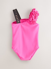 ფუქსია ვარდისფერი - Baker by Ted Baker Fuchsia Pink 3D Floral One Shoulder Swimsuit - სურათი 2 6-დან