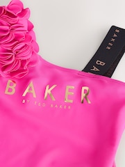 ფუქსია ვარდისფერი - Baker by Ted Baker Fuchsia Pink 3D Floral One Shoulder Swimsuit - სურათი 4 6-დან