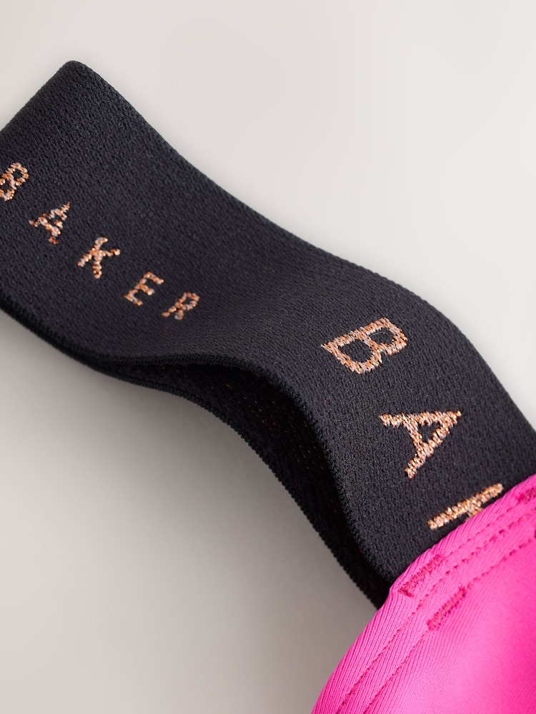 ფუქსია ვარდისფერი - Baker by Ted Baker Fuchsia Pink 3D Floral One Shoulder Swimsuit - სურათი 6 6-დან