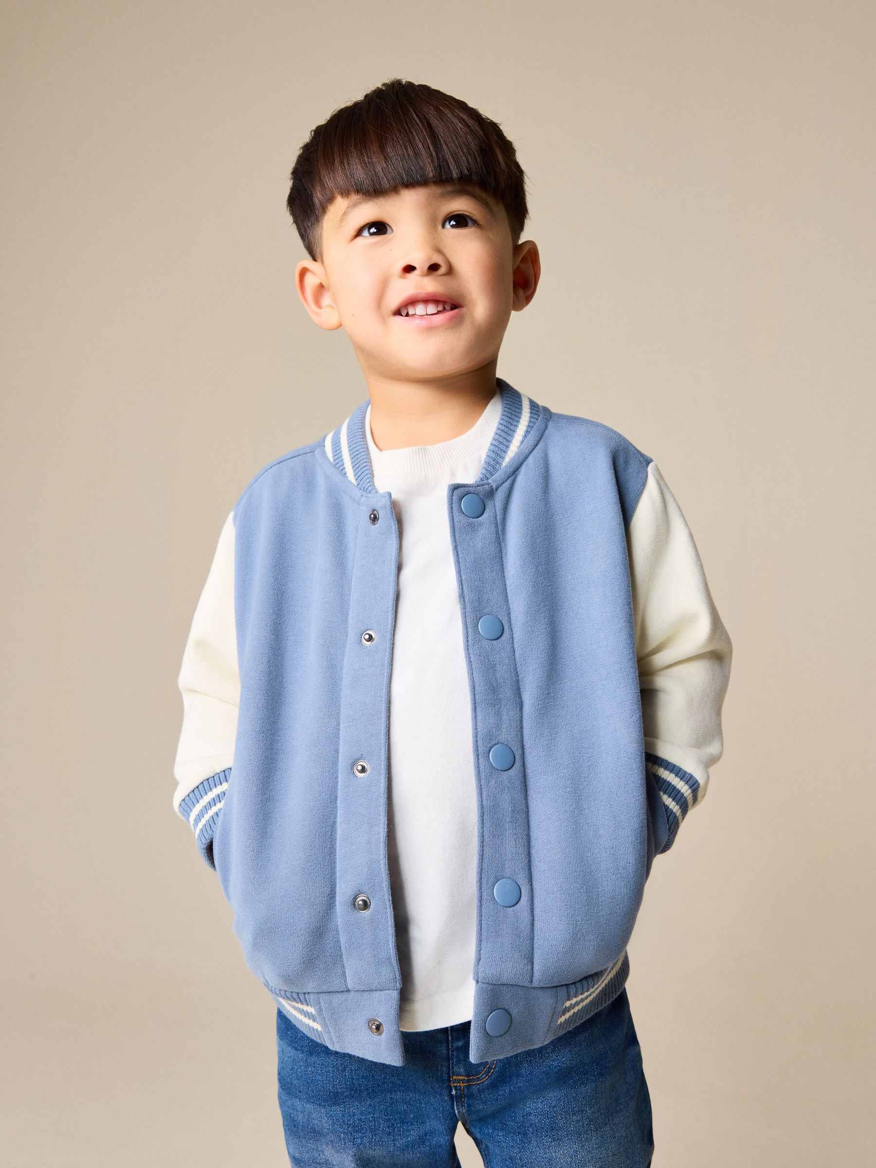 Buy Blue and Ecru Jersey Bomber Jacket (3mths-7yrs) from the Next UK ...