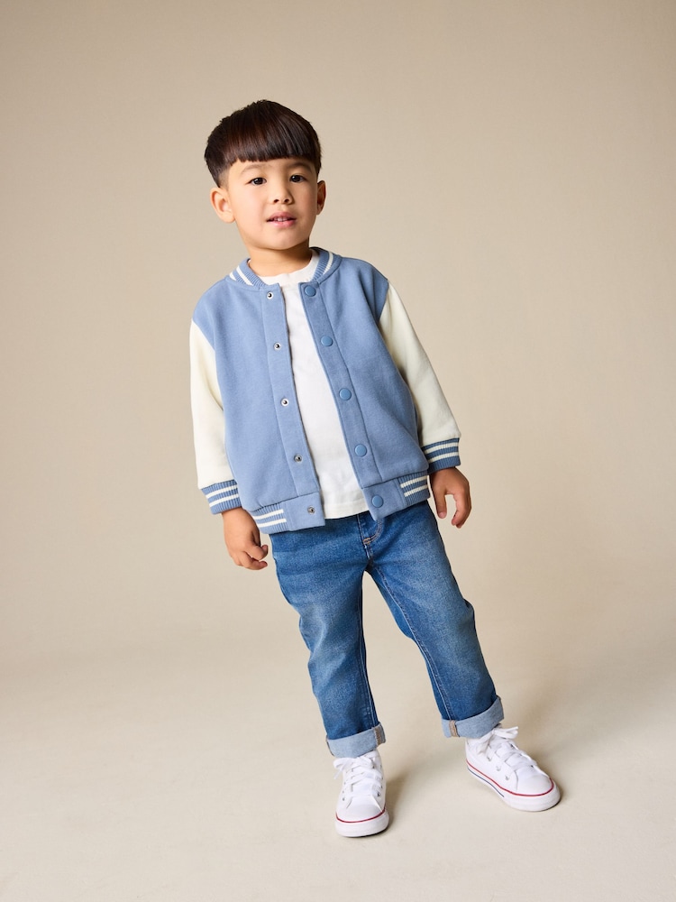 أزرق وإكرو - Letterman Jersey Jacket (3mths-7yrs) - صورة 2 من 8 أزرق وإكرو - Letterman Jersey Jacket (3mths-7yrs) - صورة 2 من 8