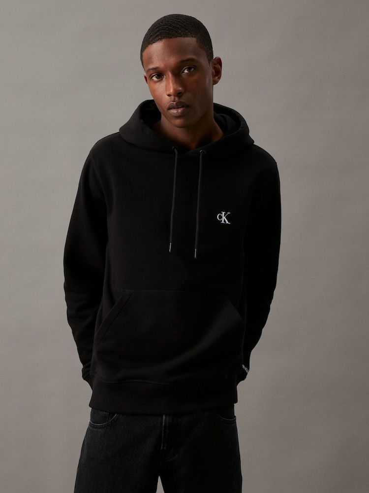 Calvin Klein Black Cotton Blend Fleece Hoodie - Image 1 of 5