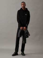 Calvin Klein Black Cotton Blend Fleece Hoodie - Image 3 of 5