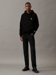 Calvin Klein Black Cotton Blend Fleece Hoodie - Image 4 of 5