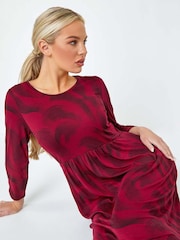 Roman Red Petite Swirl Print Pocket Stretch Dress - Image 2 of 5