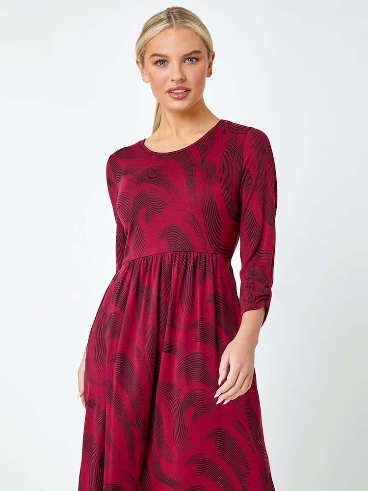 Roman Red Petite Swirl Print Pocket Stretch Dress - Image 5 of 5