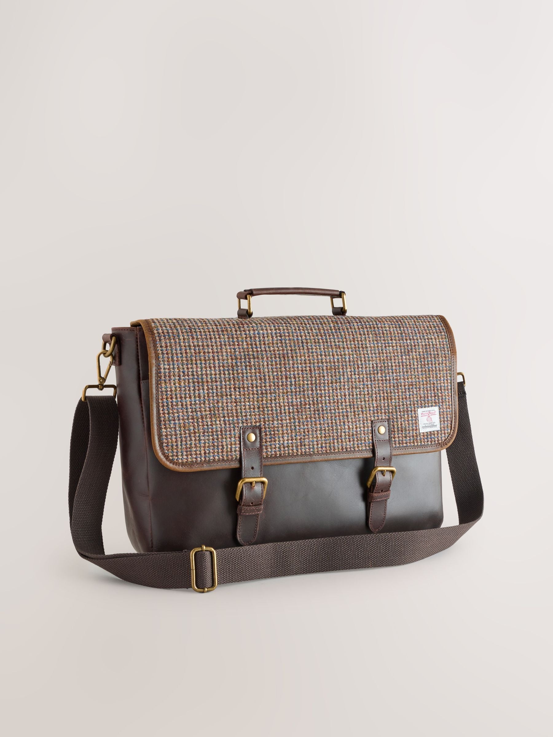Buy Brown Harris Tweed Messenger from Next USA