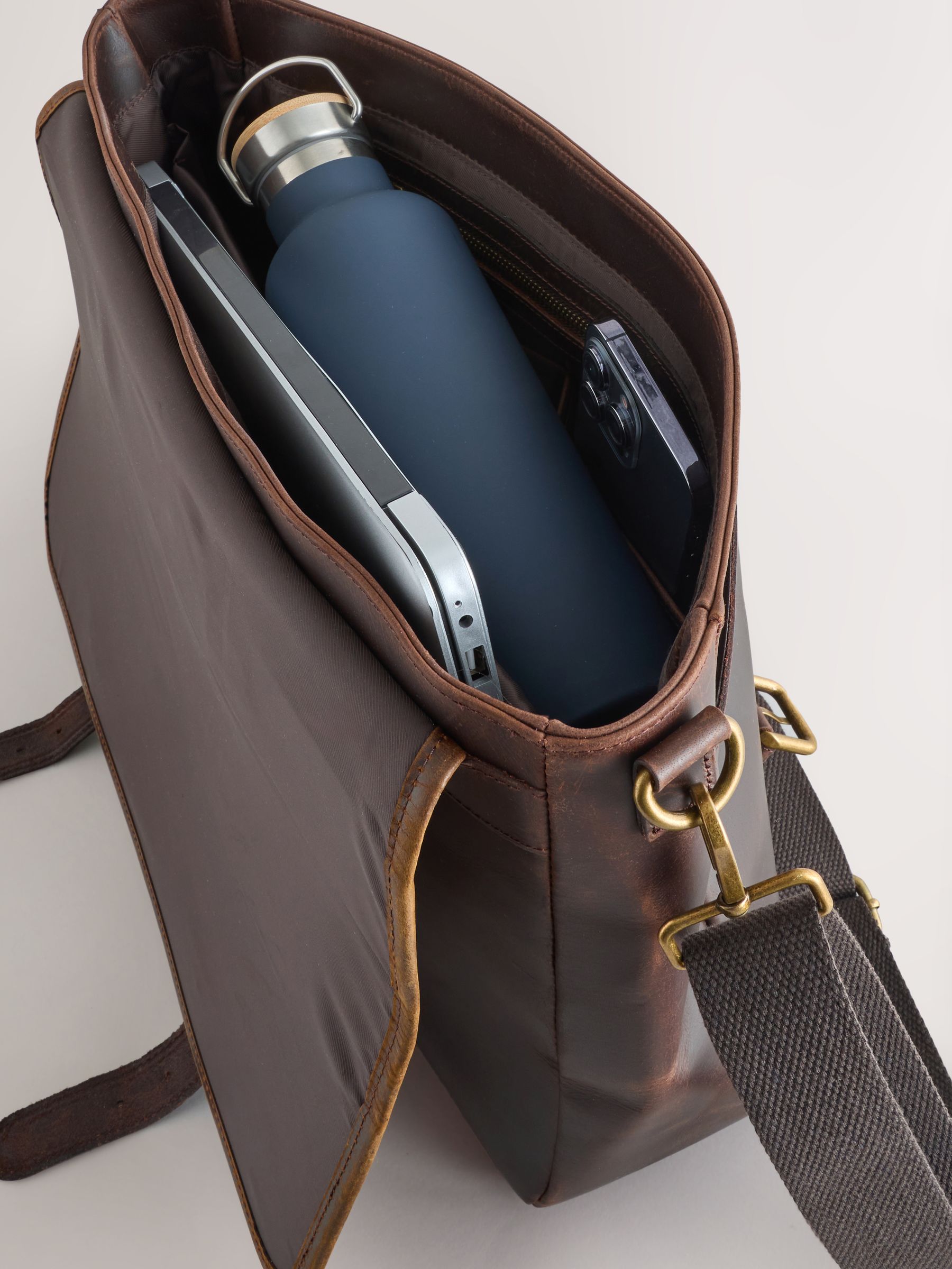Buy Brown Harris Tweed Messenger from Next USA
