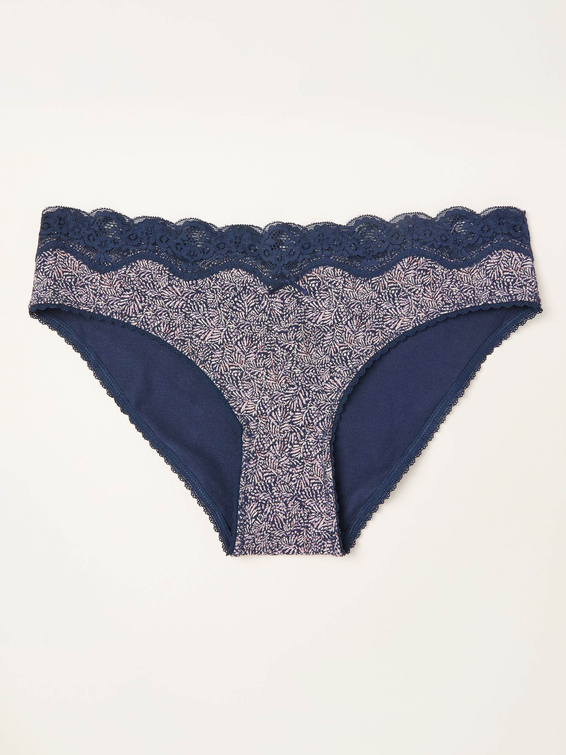FatFace Navy Leaf High Leg Knickers