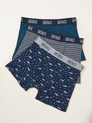 FatFace Navy 3 Pack Shark Boxers - Image 1 of 2